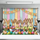 Aperturee - Aperturee Festival Easter Bunnies Sitting On Grass Backdrop